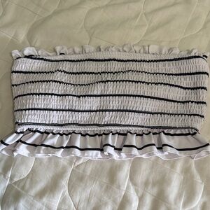 Striped Ruffle Tube Top